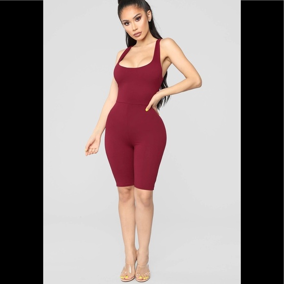 FASHION NOVA Remedy For Everything Romper Burgundy Size Small - Picture 5 of 7